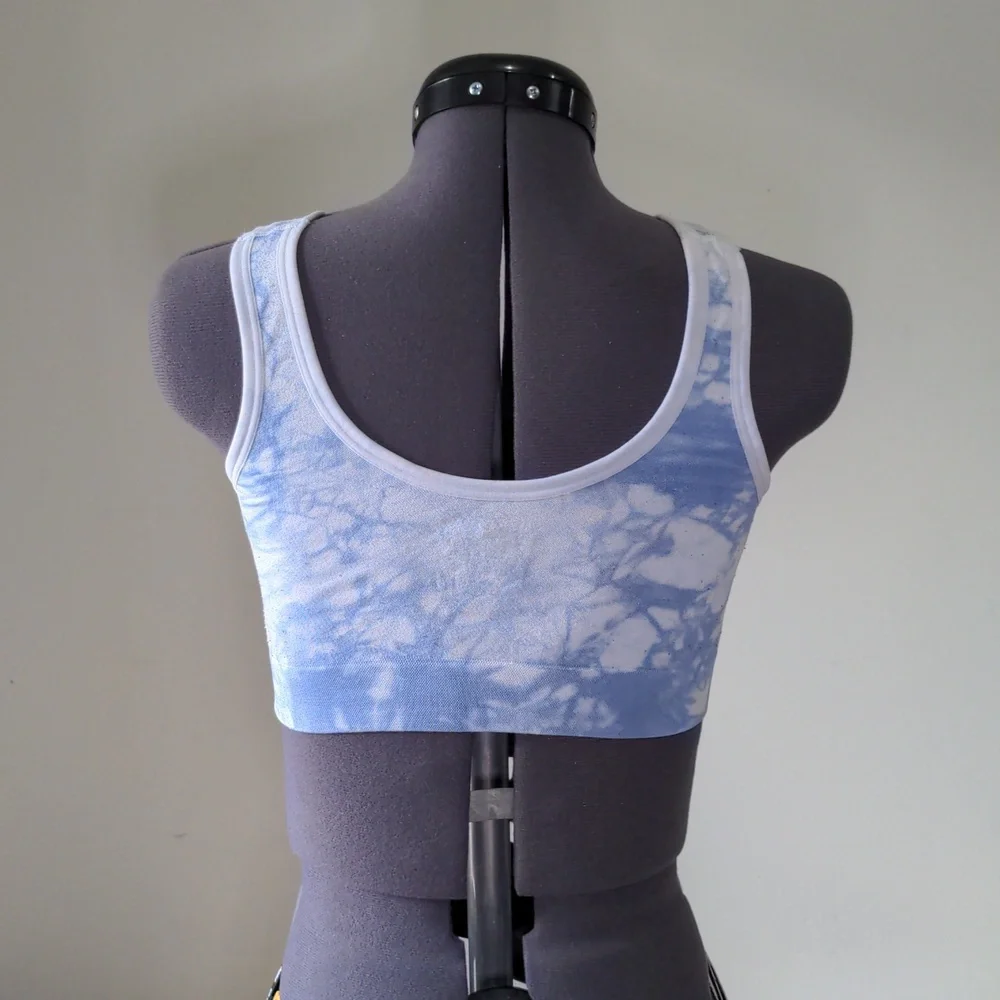 Jockey bralette, white and blue tie-dye, size medium - Picture 2 of 5
